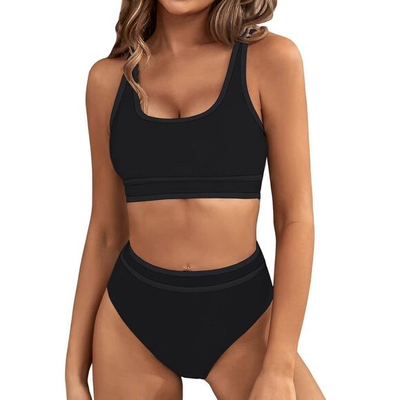 BMJL Other - BMJL Women's Black High Waisted 2-Piece Set Sporty Swimsuits Padded Size XL NEW